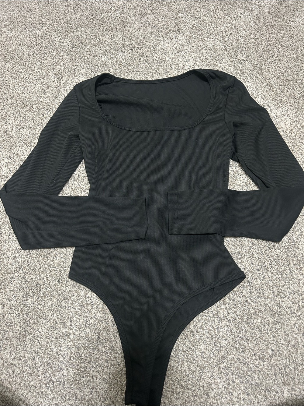 Black Long Sleeve Ribbed Bodysuit
